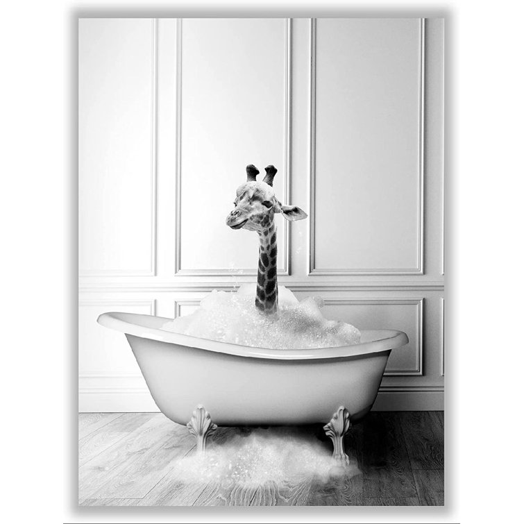 Trinx Funny Bathroom Decor Animals Bathtub PosterBathr Funny Bathroom